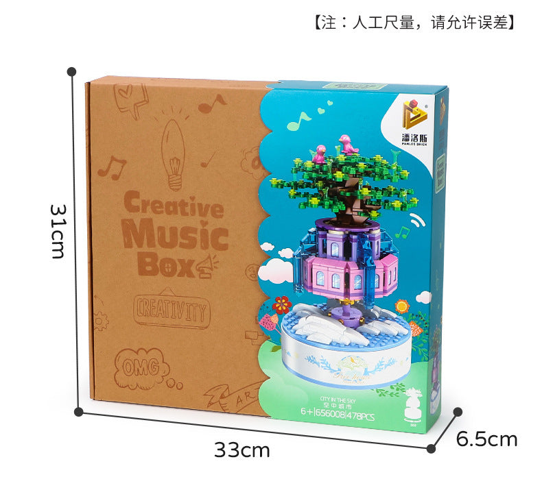 Building Blocks Music Box for Kids Rotating City of Sky Model Building Kits STEM Educational Toys & Gifts for Boys and Girls 8+ Years Old