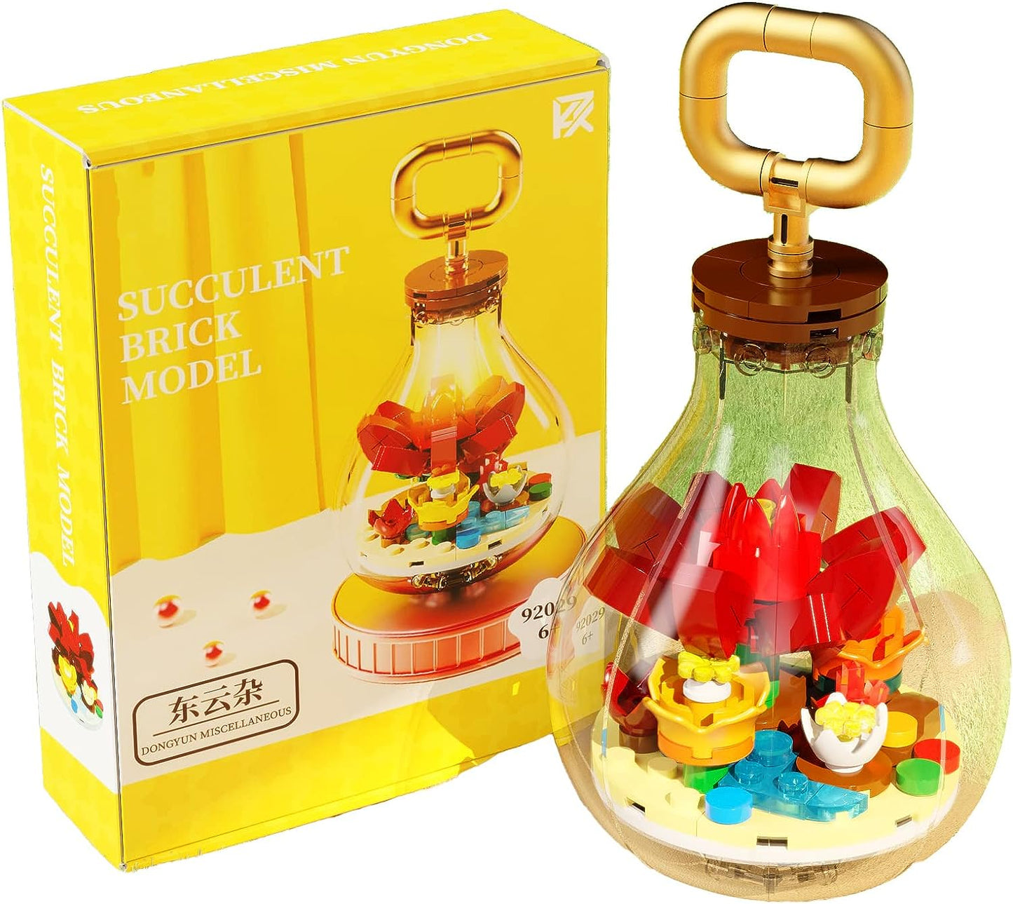 Succulents with Light Bulb Building Block Kit,Succulents Building Bricks Model Set,Gift for Kids and Friends