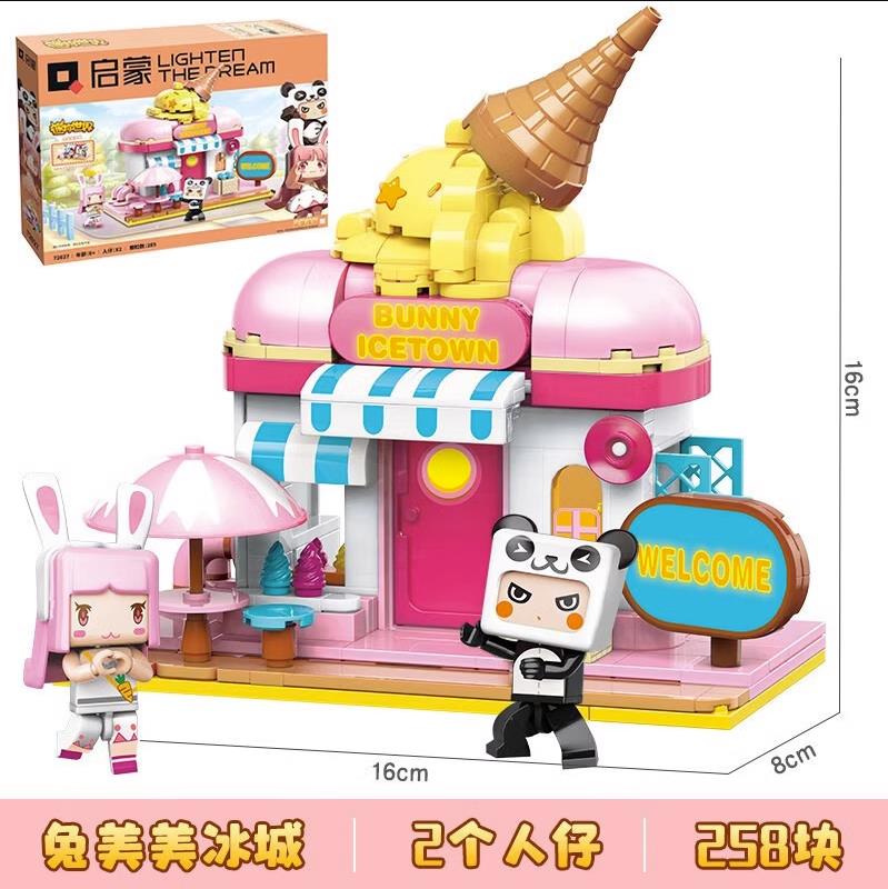 QMAN Girls Building Blocks Toy Kits Town Series Ice Cream Store Kids Gift Sets STEM Toys City Creative Building Bricks Set for Girls Boys Age 6 Years and Up