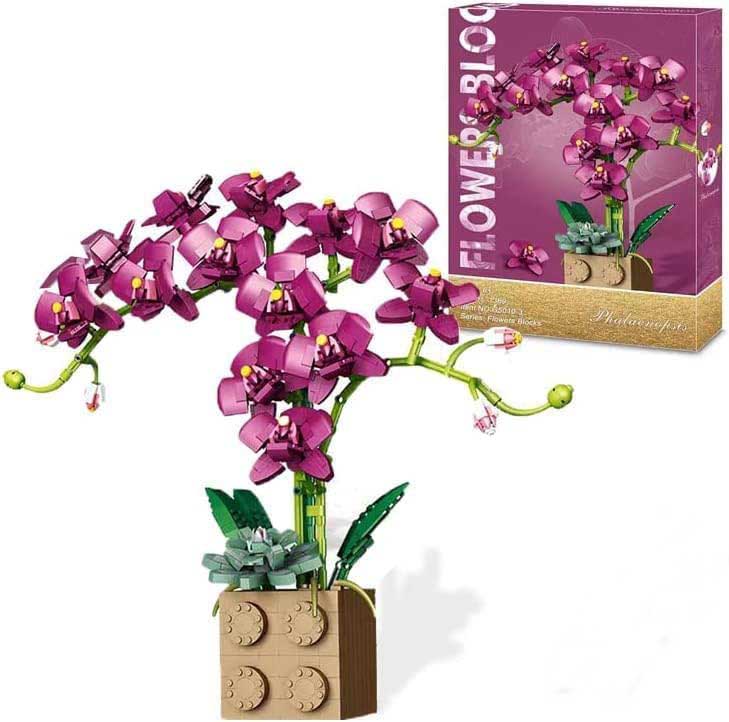 Technic Flower Bouquet Building Kit for Adults,1369 Pcs Orchid Plant Bonsai Plant Decor DIY Building Blocks Set,Creative Construction Project