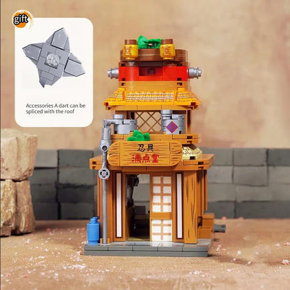 Qmen Keeppley Natuto Nuyeyin Village Yile Lamian Noodles Street View Architectural Decoration Assembly Building Block Model Toy