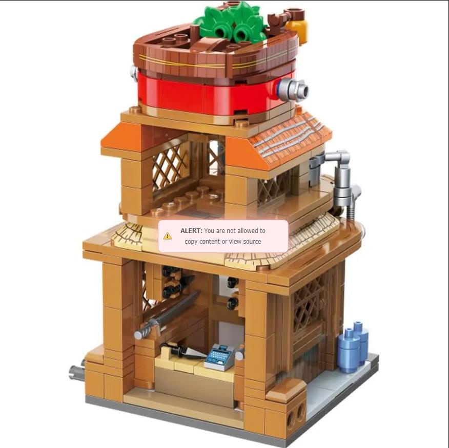 Qmen Keeppley Natuto Nuyeyin Village Yile Lamian Noodles Street View Architectural Decoration Assembly Building Block Model Toy