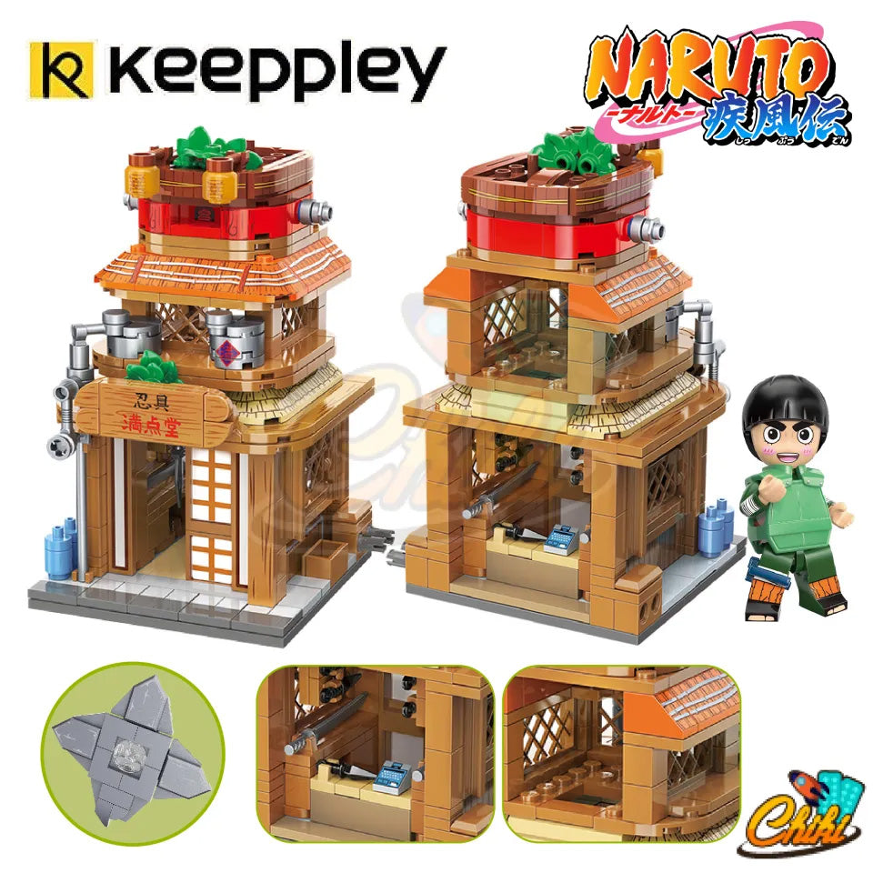 Qmen Keeppley Natuto Nuyeyin Village Yile Lamian Noodles Street View Architectural Decoration Assembly Building Block Model Toy