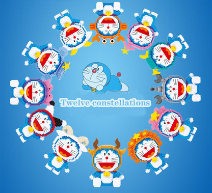 Doraemon Twelve Constellations Building Block Set for Kids Goodie Bags Stuffers Prizes Birthday Party Supplies, STEM Educational Building Toys for Boys Girls