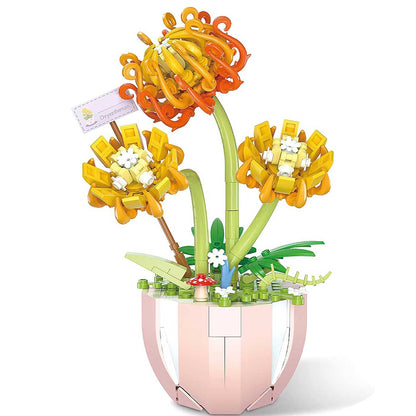 Chrysanthemum Flowers Bouquet Building Set Toy,Office Decor Sets Artificial Flowers Construction Toys,Creative DIY Botany Immortal Flower Decoration Gift for Kids Adults-388pcs