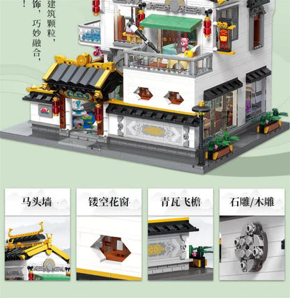Qmen Keeppley Chinese Style Villa Model Building Blocks with LED Light, Architecture Model Building Set, House Modular Building, 2300 + Parts Clamping Blocks Compatible with Lego