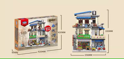 Urban Village Building Blocks 3180 Piece Playset Brick City Modular Building Set with Accessories Shown for Adults and Family Builds