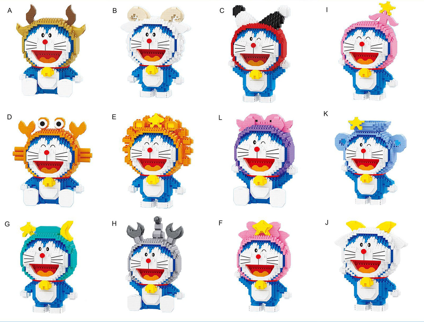 Doraemon Twelve Constellations Building Block Set for Kids Goodie Bags Stuffers Prizes Birthday Party Supplies, STEM Educational Building Toys for Boys Girls