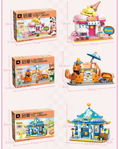 QMAN Girls Building Blocks Toy Kits Town Series Ice Cream Store Kids Gift Sets STEM Toys City Creative Building Bricks Set for Girls Boys Age 6 Years and Up