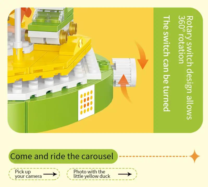 Balody Duck Amusement Park Merry-go-round Carousel Ferris Wheel Food Truck Pet Amimal Car Mini Blocks Bricks Building Toy