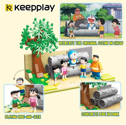 Qmen Keeppley Doraemon PlayGround Scene Educational DIY Model Mini Building Blocks Bricks Sets Gifts for Adults Kids Party Favors