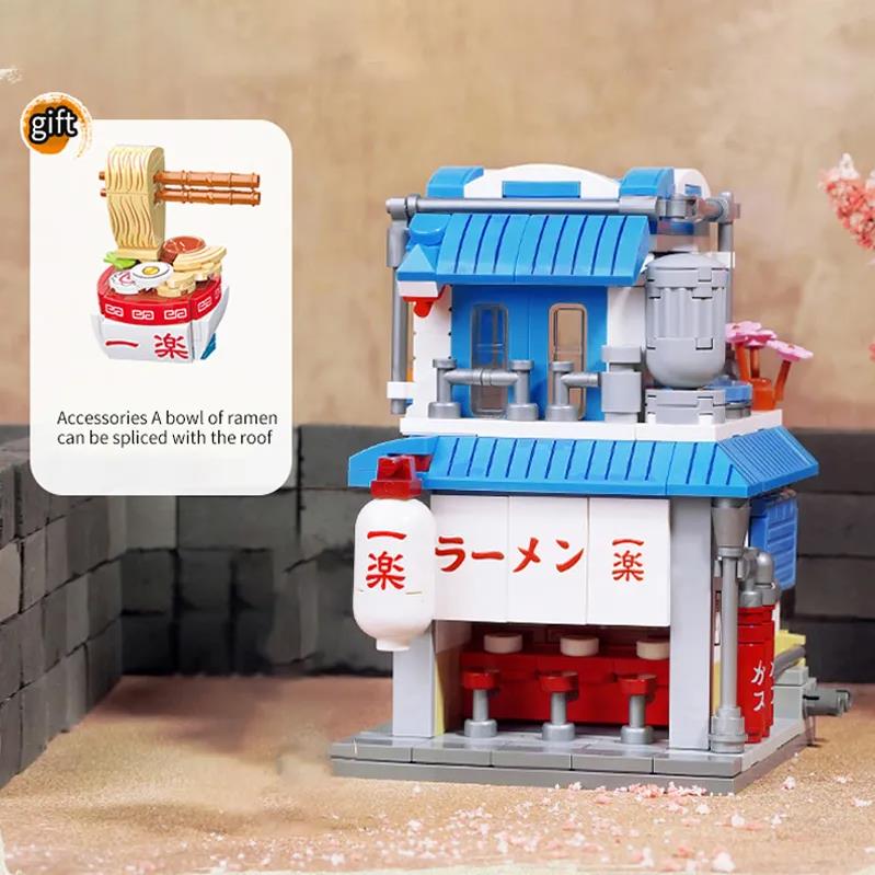 Qmen Keeppley Natuto Nuyeyin Village Yile Lamian Noodles Street View Architectural Decoration Assembly Building Block Model Toy