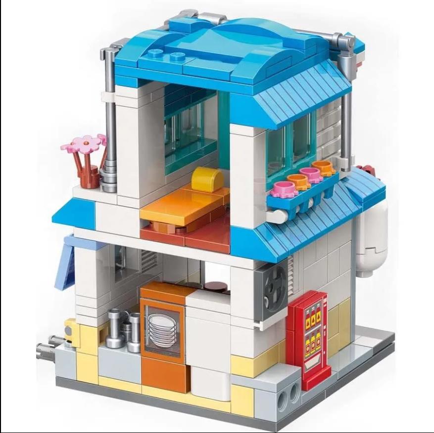 Qmen Keeppley Natuto Nuyeyin Village Yile Lamian Noodles Street View Architectural Decoration Assembly Building Block Model Toy