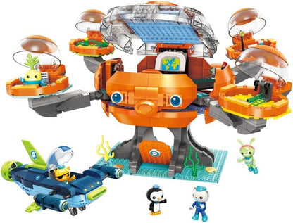 Qman Ocean Adventure Octopus Playset Cup-Q Hammerhead Shark Vehicle & Barnacles kwazii Peso Tweak Inkling Vegimals 921pcs Building Brick Set