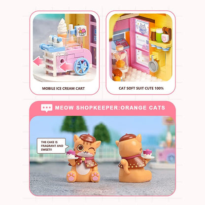 Qmen Keeppley Technik K28006 Red Cat Confectionery Building Blocks Set, 364/pcs MOC Gift Ideas, Building Toy Model, Clamping Building Blocks House is Suitable for Boys and Girls from 6 Years
