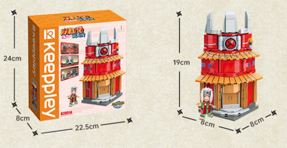Qmen Keeppley Natuto Nuyeyin Village Yile Lamian Noodles Street View Architectural Decoration Assembly Building Block Model Toy