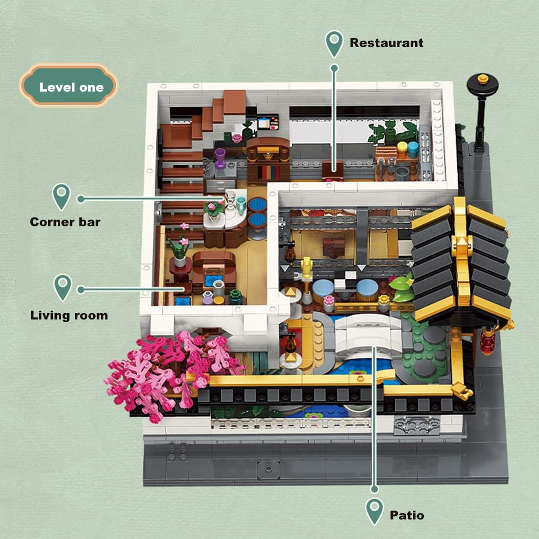 Qmen Keeppley Chinese Style Villa Model Building Blocks with LED Light, Architecture Model Building Set, House Modular Building, 2300 + Parts Clamping Blocks Compatible with Lego