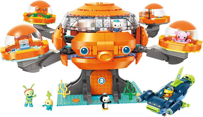 Qman Ocean Adventure Octopus Playset Cup-Q Hammerhead Shark Vehicle & Barnacles kwazii Peso Tweak Inkling Vegimals 921pcs Building Brick Set