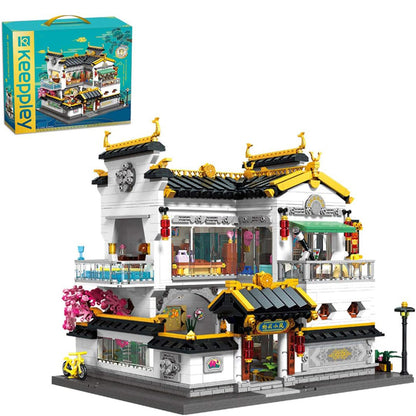 Qmen Keeppley Chinese Style Villa Model Building Blocks with LED Light, Architecture Model Building Set, House Modular Building, 2300 + Parts Clamping Blocks Compatible with Lego