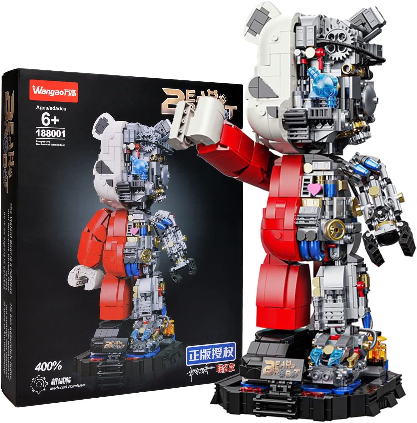 Mechanical Bear Building Block Kit for Adults Boy, Mech Display Art Toy Model for Home Office Compatible with Lego (1,471 Pieces) NO.188001