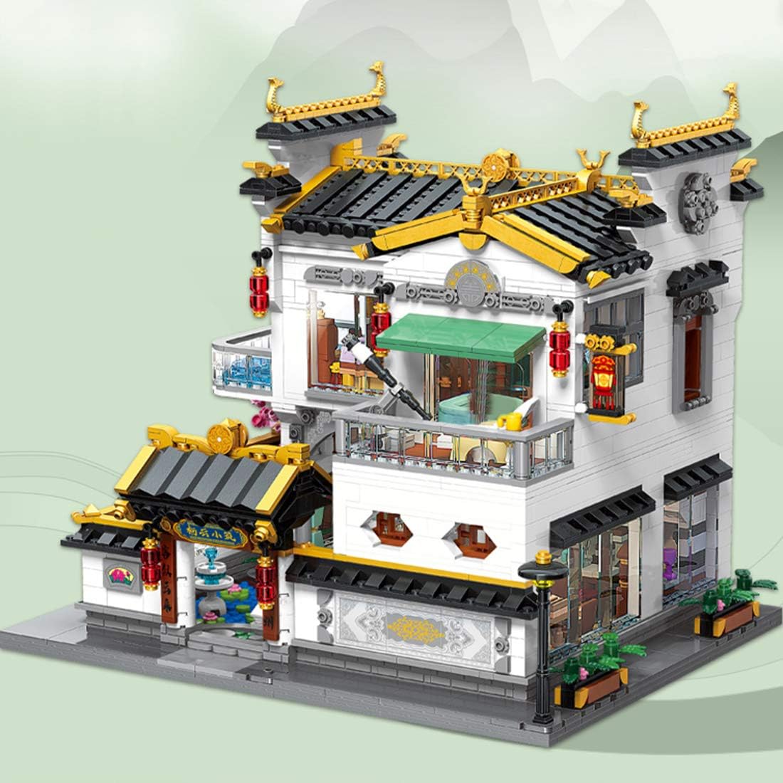 Qmen Keeppley Chinese Style Villa Model Building Blocks with LED Light, Architecture Model Building Set, House Modular Building, 2300 + Parts Clamping Blocks Compatible with Lego