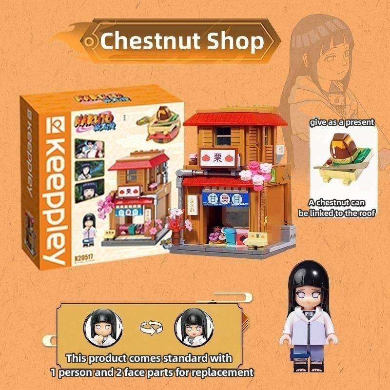 Qmen Keeppley Natuto Nuyeyin Village Yile Lamian Noodles Street View Architectural Decoration Assembly Building Block Model Toy