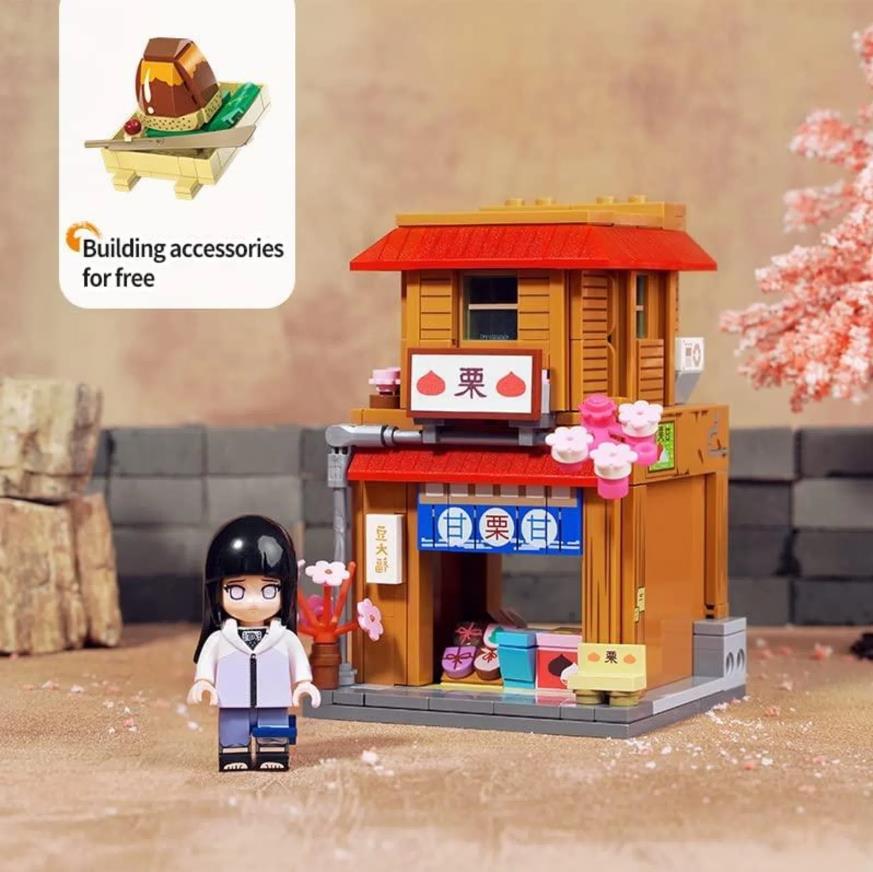 Qmen Keeppley Natuto Nuyeyin Village Yile Lamian Noodles Street View Architectural Decoration Assembly Building Block Model Toy