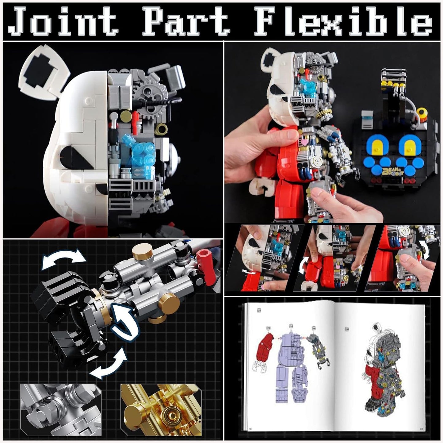 Mechanical Bear Building Block Kit for Adults Boy, Mech Display Art Toy Model for Home Office Compatible with Lego (1,471 Pieces) NO.188001