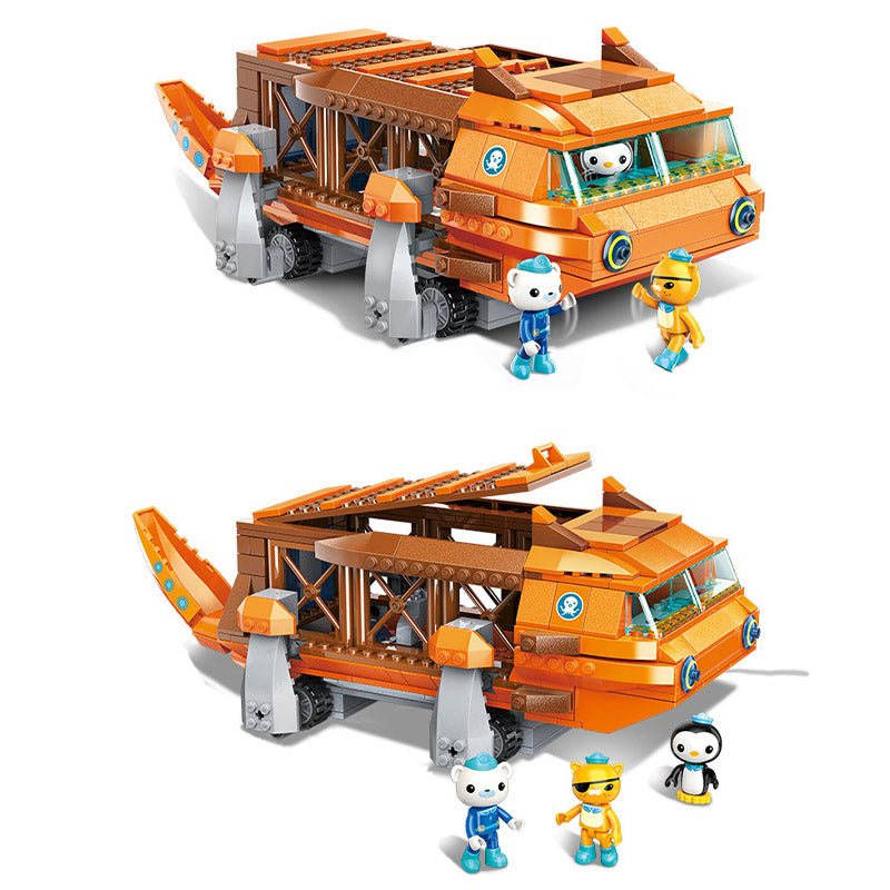 Qman Ocean Adventure Octopus Playset Cup-W White Shark Base Barnacles Shellington Peso 404pcs Building Brick Set