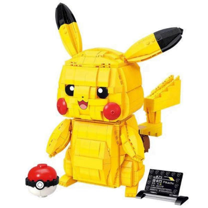 Qmen Keeppley Pokémon Action Figure Building Toy Set for Kids, Jumbo Pikachu with 911 Pieces, 11 Inches Tall, Age 8+ Years Old Gift Idea